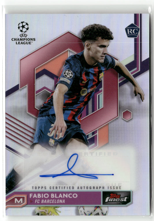 Fußball Fabio Blanco 2022-23 Topps Finest UCL & UEL #A-FB Base Auto FC Barcelona Rookie Card RC Trading Card Original