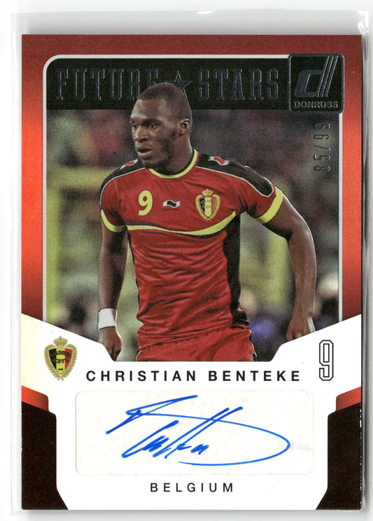 Fußball Christian Benteke 2015 Panini Donruss Soccer #FS-CB Red Color Match Auto /99 Belgium Trading Card Original