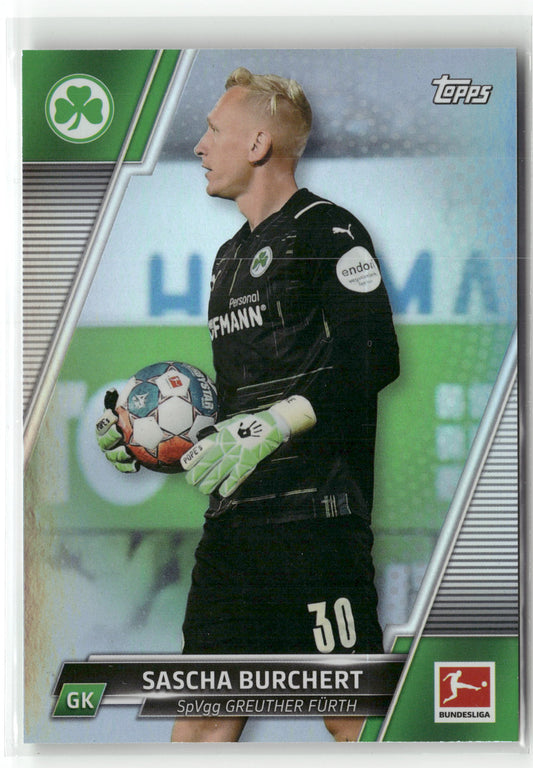 Fußball Sascha Burchert 2021-22 Topps Bundesliga #88 Green Refractor /75 SpVgg Greuther Fürth Trading Card Original