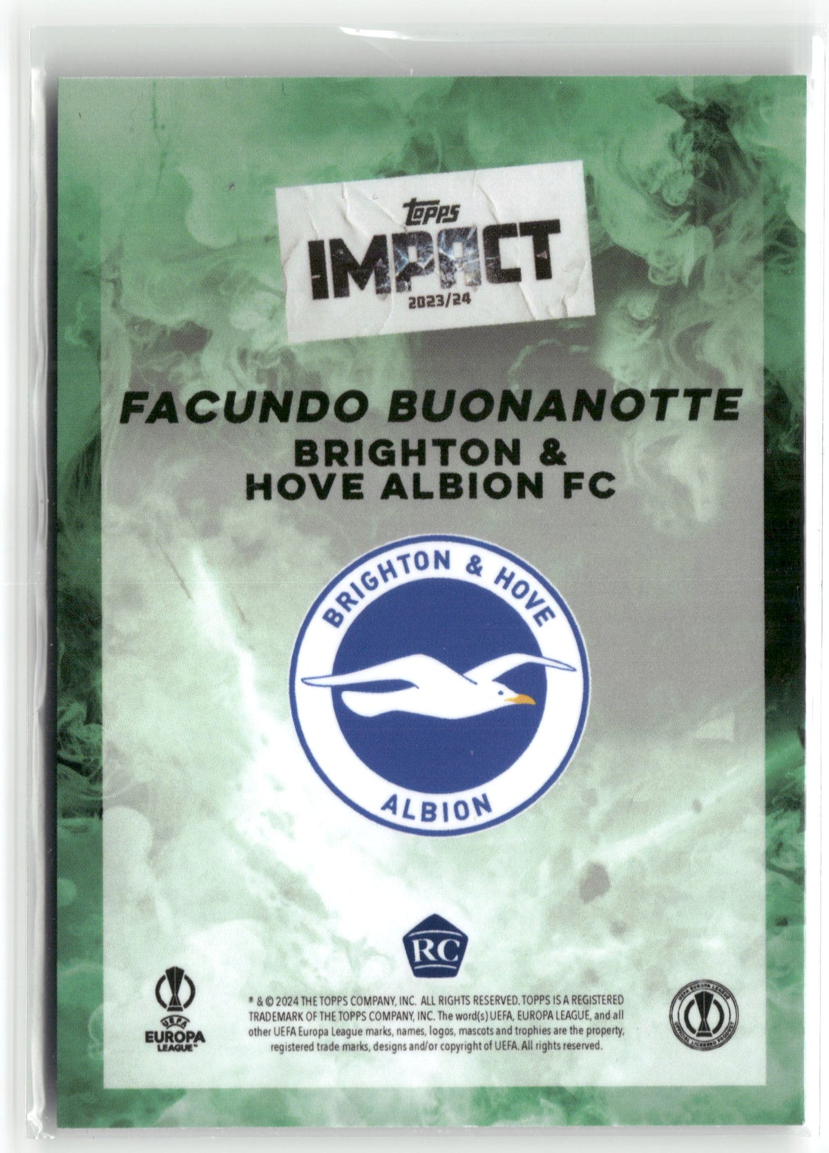 Fußball Facundo Buonanotte 2023/24 Topps Impact 2023-24 Green /99 Brighton & Hove Albion FC Rookie Card RC Trading Card Original
