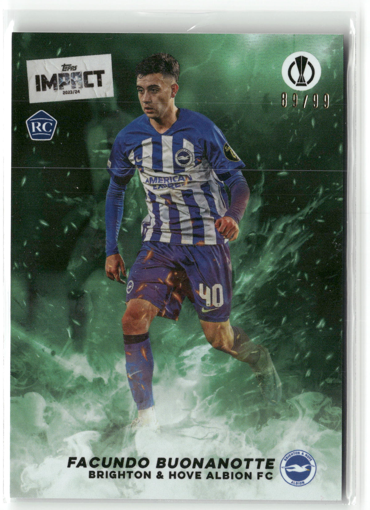 Fußball Facundo Buonanotte 2023/24 Topps Impact 2023-24 Green /99 Brighton & Hove Albion FC Rookie Card RC Trading Card Original