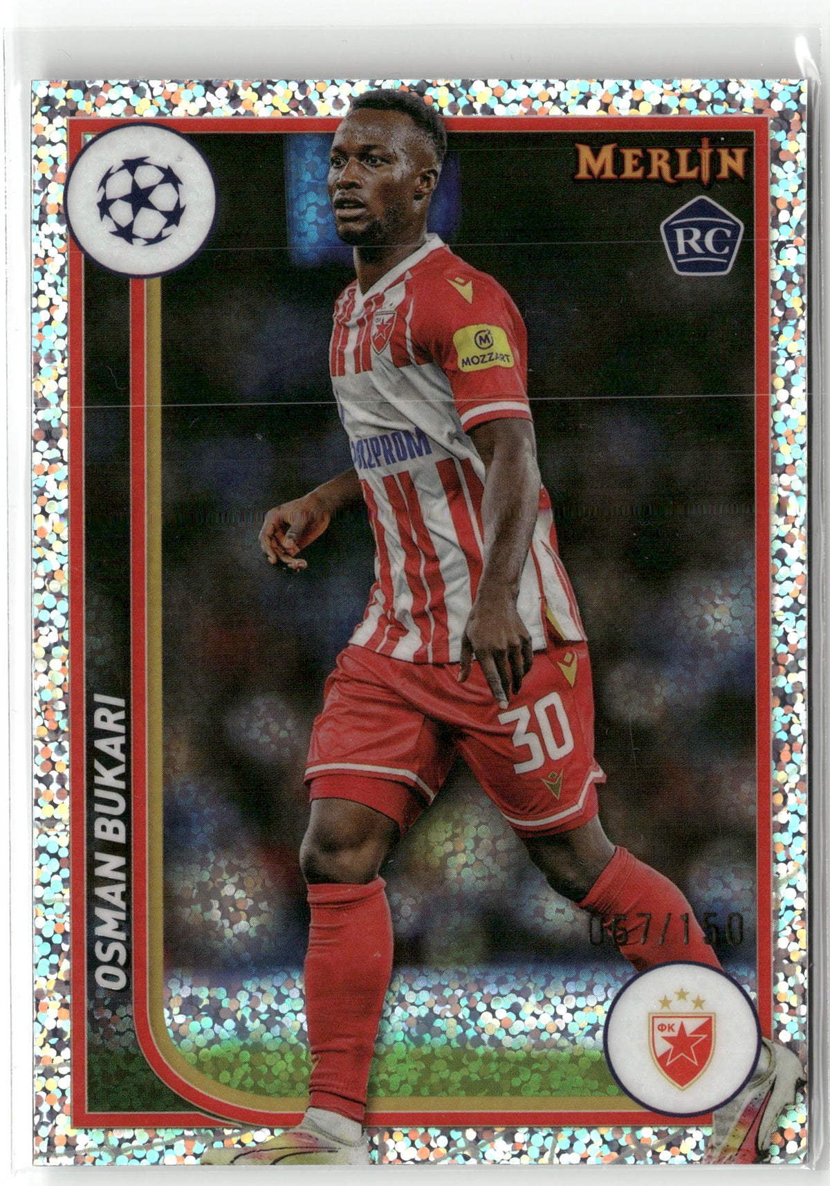 Fußball Osman Bukari Topps Merlin Collections UEFA Champions League 2024 #60 Silver Inferno /150 FK Crvena Zvezda Rookie Card RC Trading Card Original