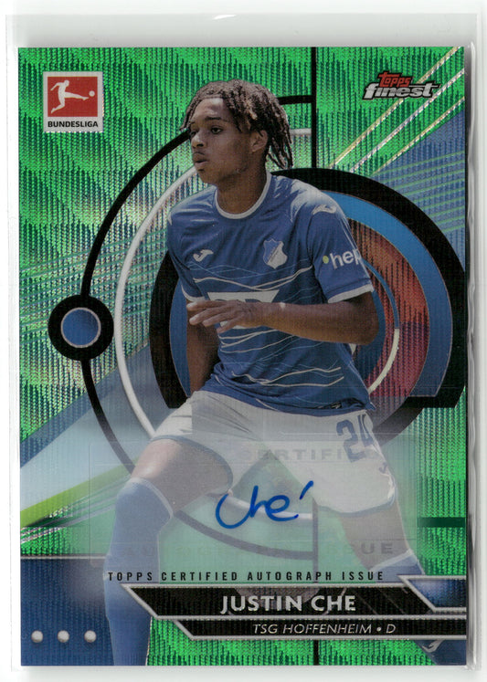 Fußball Justin Che 2022-23 Topps Finest Bundesliga #68 Green Wave Auto TSG Hoffenheim Trading Card Original
