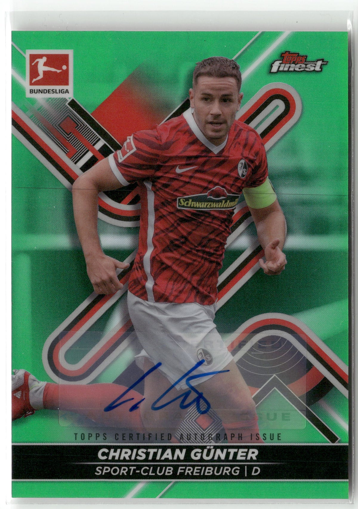 Fußball Christian Günter 2021-22 Topps Finest Bundesliga #59 True Green Auto /50 Sport-Club Freiburg Trading Card Original