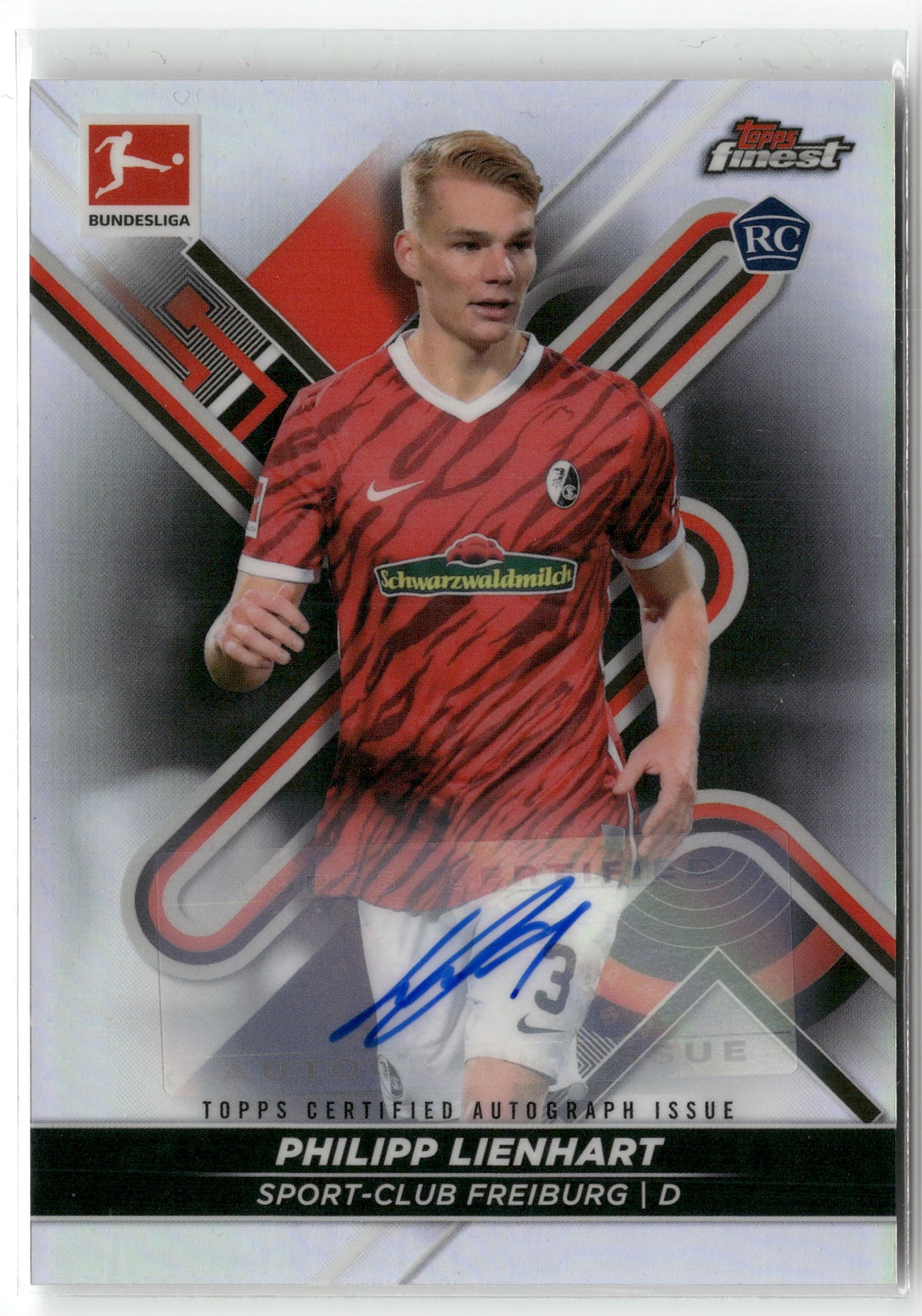 Fußball Philipp Lienhart 2021-22 Topps Finest Bundesliga #62 Rookie Auto RC Sport-Club Freiburg Rookie Card RC Trading Card Original