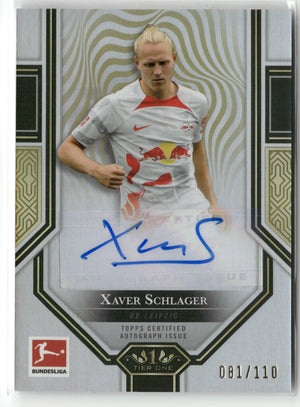 Fußball Xaver Schlager 2022/23 Topps Tier One Bundesliga 2022-23 #BMA-XS Auto 081/110 RB Leipzig Trading Card Original