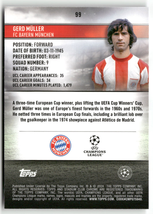 Fußball Gerd Müller 2024 Topps Stadium Club Chrome UEFA Champions League #99 FC Bayern München Trading Card Original