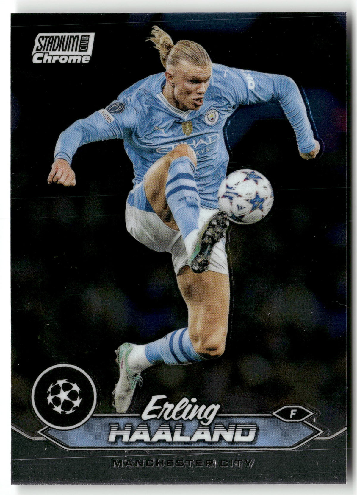 Fußball Erling Haaland 2024 Topps Stadium Club Chrome UEFA Champions League #70 Manchester City Trading Card Original