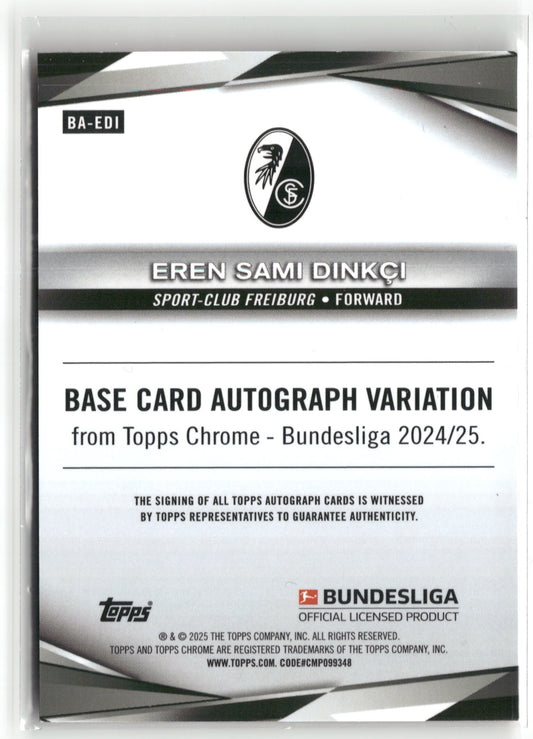 Fußball Eren Sami Dinkçi 2024-25 Topps Chrome Bundesliga #BA-EDI True Red Color Match Auto /5 Sport-Club Freiburg Trading Card Original