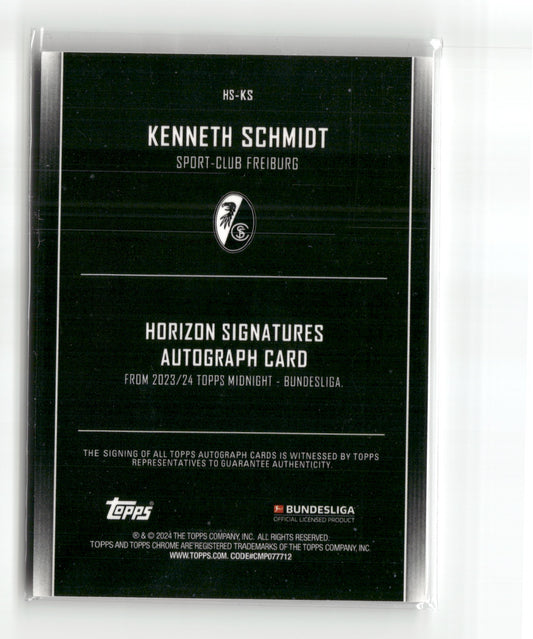 Fußball Kenneth Schmidt 2023/24 Topps Midnight Bundesliga 2023-24 #HS-KS Auto /99 Sport-Club Freiburg Rookie Card RC Trading Card Original