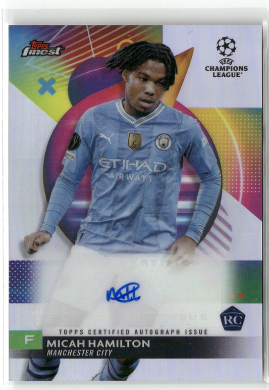 Fußball Micah Hamilton 2023-24 Topps Finest UCC #A-MH Manchester City Rookie Card RC Trading Card Original