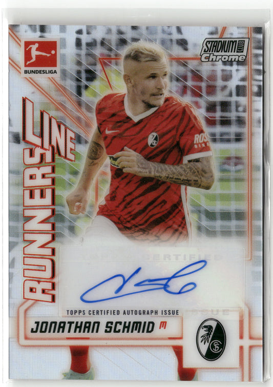 Fußball Jonathan Schmid 2022 Topps Stadium Club Chrome Bundesliga #LR-JS Running Line Auto /70 Sport-Club Freiburg Trading Card Original