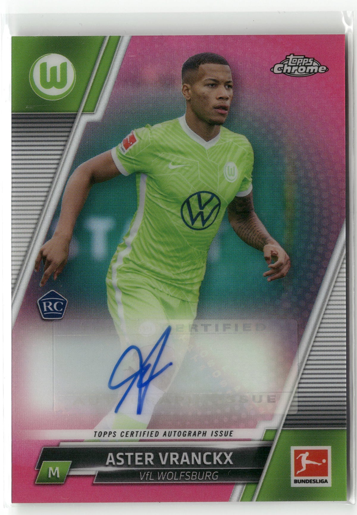 Fußball Aster Vranckx 2021-22 Topps Chrome Bundesliga #BCA-AV Purple Auto /150 VfL Wolfsburg Rookie Card RC Trading Card Original
