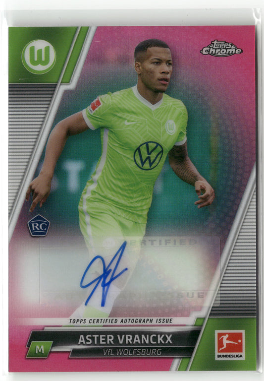 Fußball Aster Vranckx 2021-22 Topps Chrome Bundesliga #BCA-AV Purple Auto /150 VfL Wolfsburg Rookie Card RC Trading Card Original