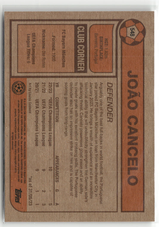 Fußball João Cancelo Topps UEFA Champions League Living Set 2023 #548 FC Bayern München Trading Card Original