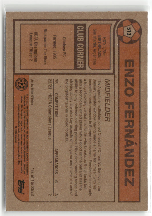 Fußball Enzo Fernández 2022-23 Topps UEFA Champions League Living Set #513 Chelsea FC Rookie Card RC Trading Card Original