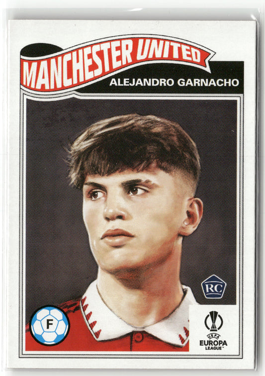 Fußball Alejandro Garnacho Topps UEFA Europa League Living Set 2023 #526 Manchester United Rookie Card RC Trading Card Original