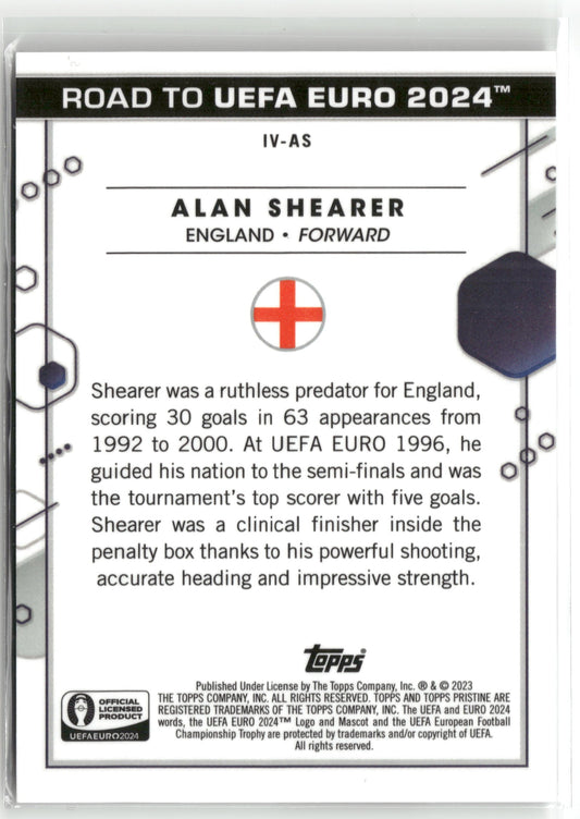 Fußball Alan Shearer Topps Pristine Road to UEFA Euro 2024 2023 #IV-AS Inevitable Gold /50 England Trading Card Original