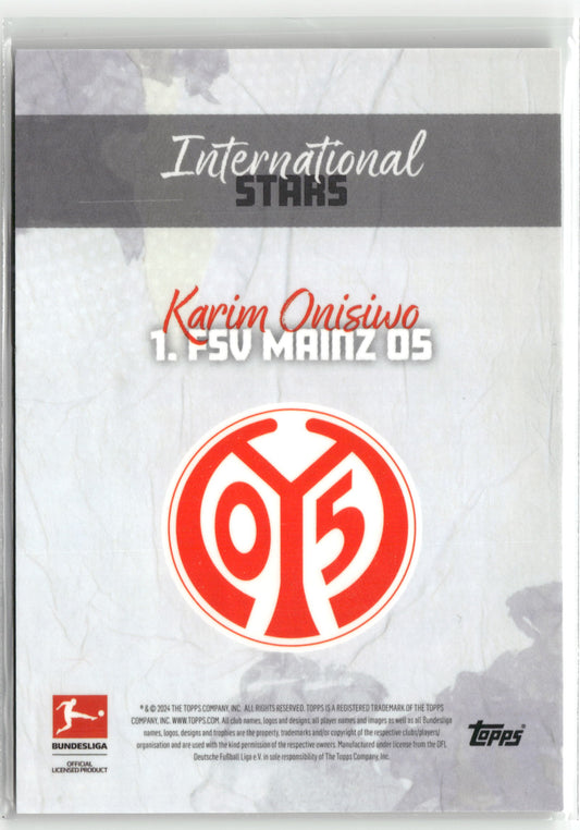 Fußball Karim Onisiwo 2024 Topps Bundesliga International Stars /49 1. FSV Mainz 05 Trading Card Original