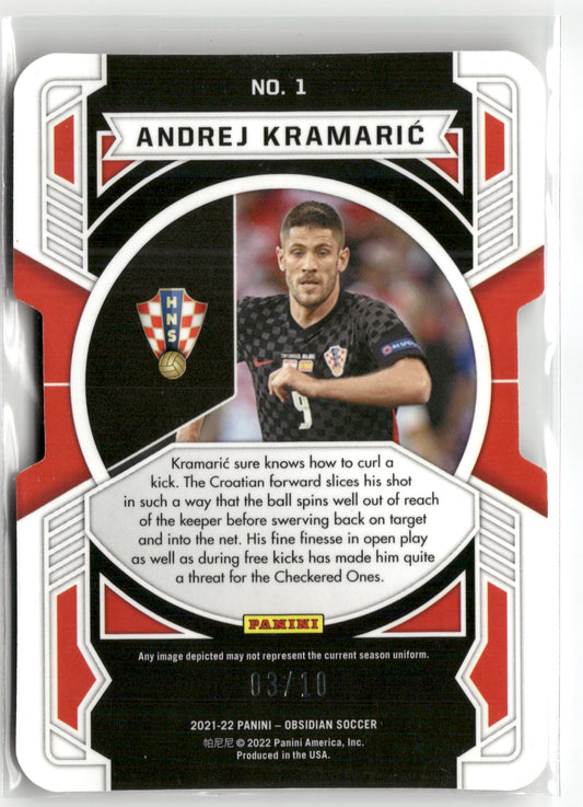 Fußball Andrej Kramarić 2021-22 Panini Obsidian Soccer #1 Equinox Red /30 Croatia Trading Card Original