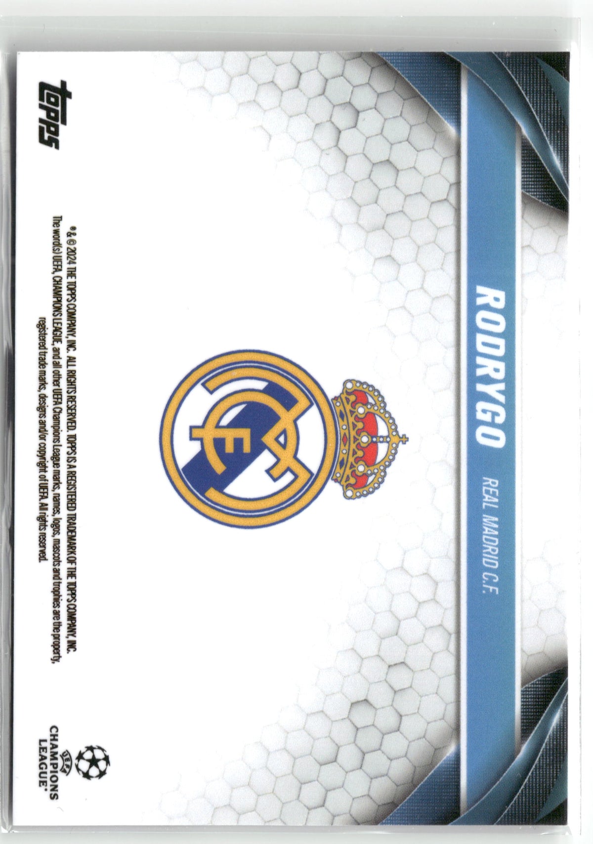 Fußball Rodrygo 2024 Topps UEFA Champions League London 24 Final Blue /49 Real Madrid C.F. Trading Card Original