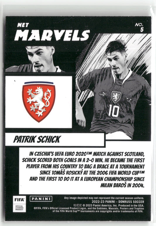 Fußball Patrik Schick 2022-23 Panini Donruss Soccer #5 Net Marvels Purple /25 Czechia Trading Card Original