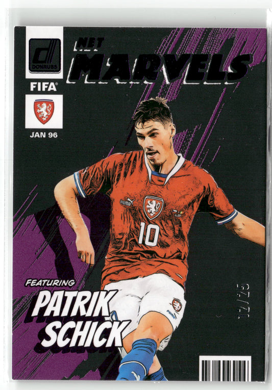 Fußball Patrik Schick 2022-23 Panini Donruss Soccer #5 Net Marvels Purple /25 Czechia Trading Card Original