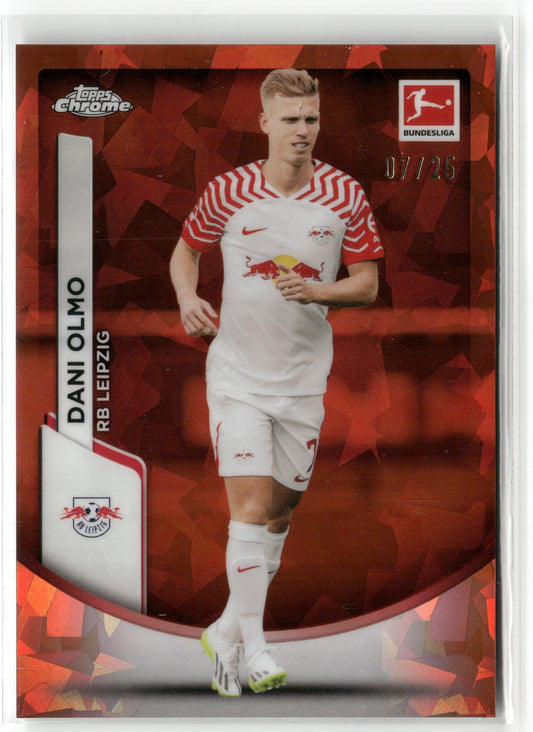 Fußball Dani Olmo Topps Chrome Bundesliga 2023-24 #58 Ornage Sapphire /25 RB Leipzig Trading Card Original