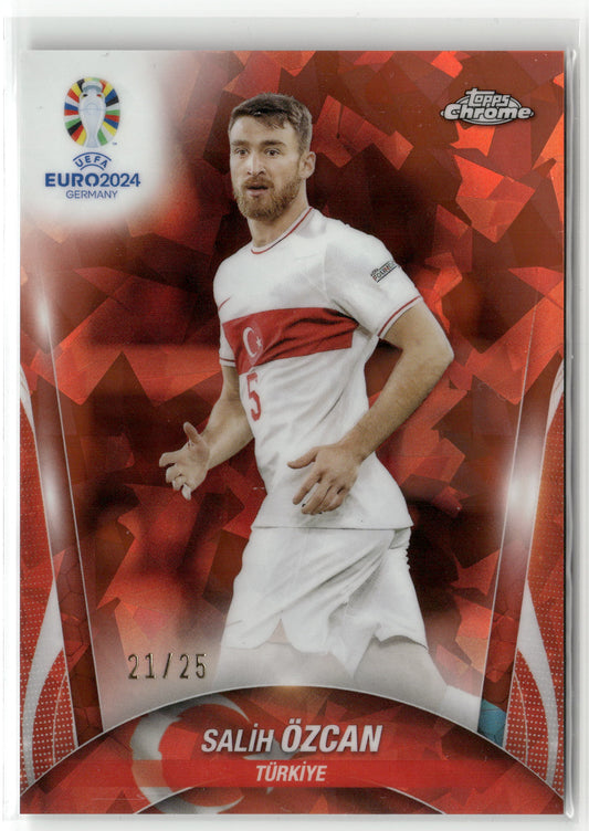 Fußball Salih Özcan 2024 Topps Chrome UEFA Euro 2024 #107 Orange Sapphire Refractor 21/25 Türkiye Trading Card Original