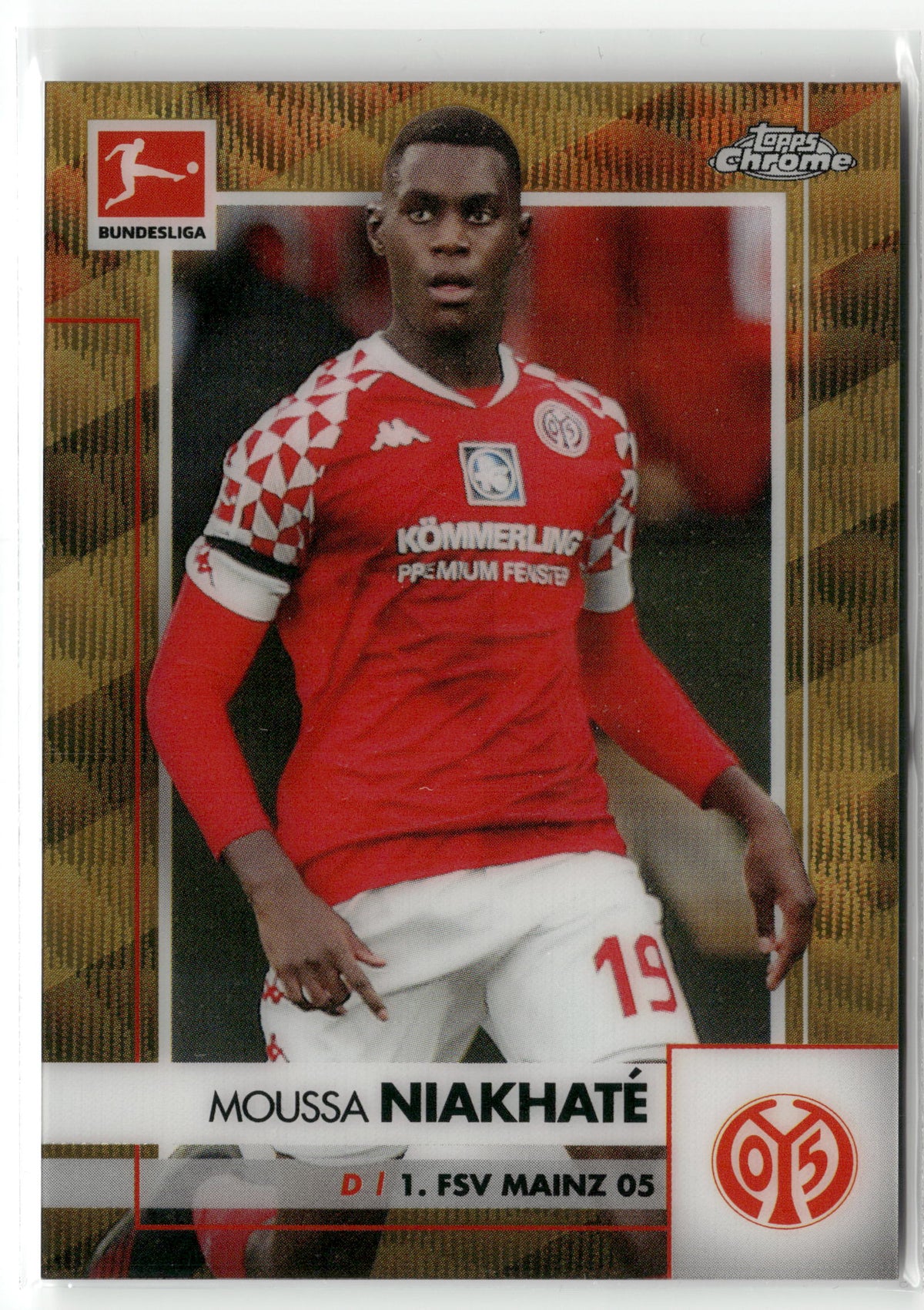 Fußball Moussa Niakhaté Topps Chrome Bundesliga 2020-21 #71 Gold Wave /50 1. FSV Mainz 05 Trading Card Original