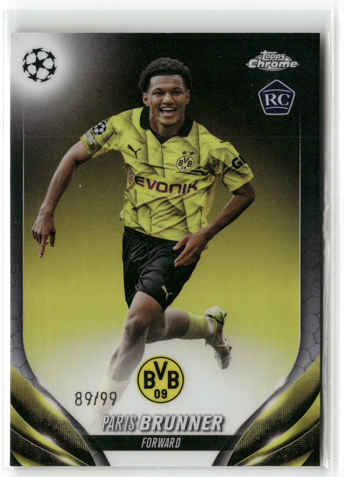Fußball Paris Brunner 2024-25 Topps Chrome UEFA Champions League #44 Borussia Dortmund Rookie Card RC Trading Card Original