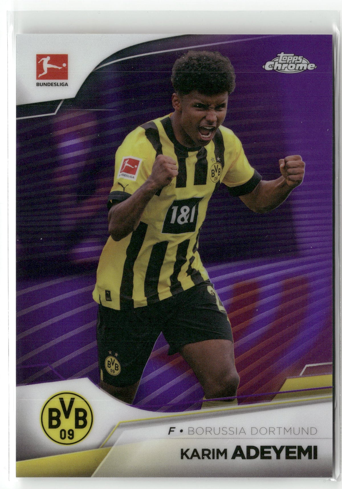 Fußball Karim Adeyemi Topps Chrome Bundesliga 2022-23 #27 Purple /299 Borussia Dortmund Trading Card Original