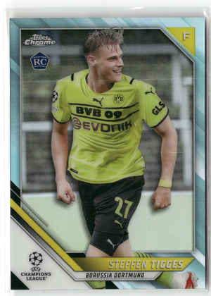 Fußball Steffen Tigges 2021-22 Topps Chrome UEFA Champions League #55 Silver /199 Borussia Dortmund Rookie Card RC Trading Card Original
