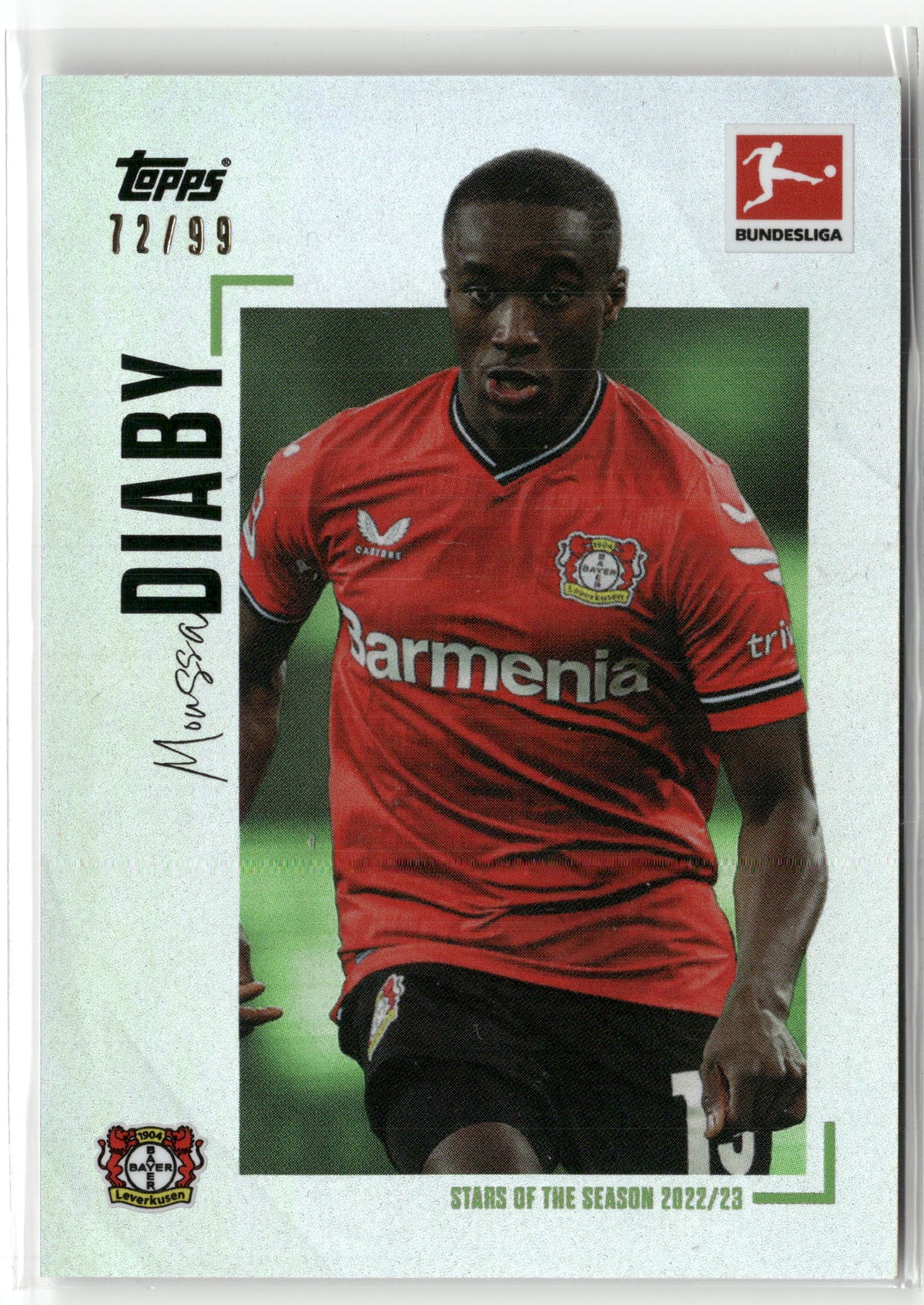 Fußball Moussa Diaby 2022-23 Topps Bundesliga Stars of the Season Silver Holo /99 Bayer 04 Leverkusen Trading Card Original