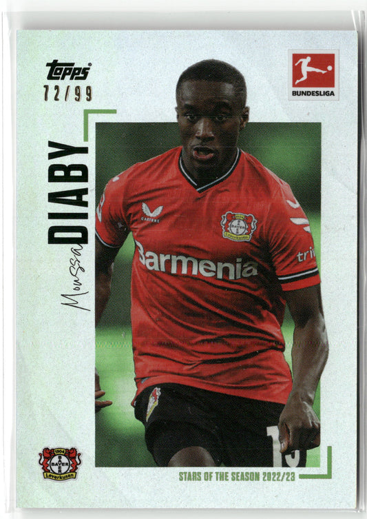 Fußball Moussa Diaby 2022-23 Topps Bundesliga Stars of the Season Silver Holo /99 Bayer 04 Leverkusen Trading Card Original