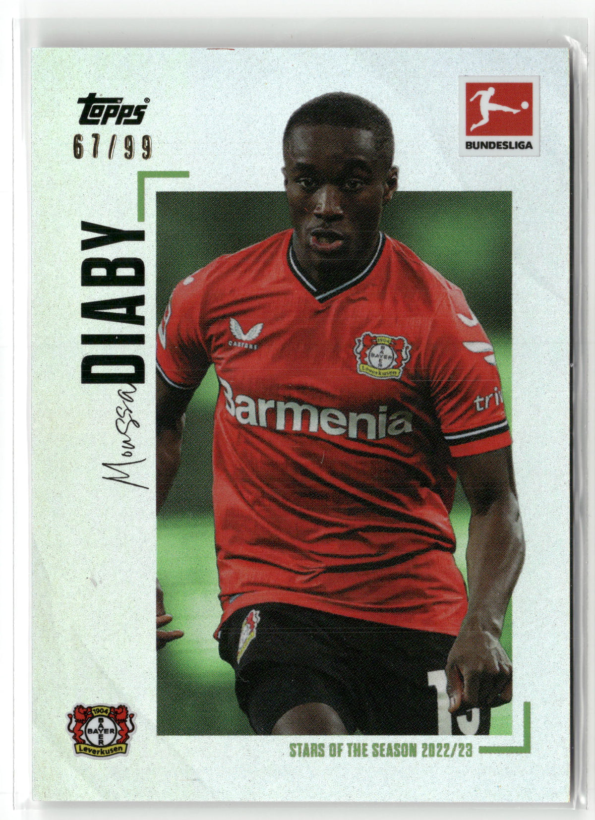 Fußball Moussa Diaby 2022-23 Topps Bundesliga Stars of the Season Silver Holo /99 Bayer 04 Leverkusen Trading Card Original