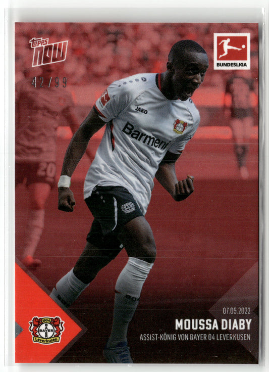 Fußball Moussa Diaby Topps Now Bundesliga 2022 #201 True Red /99 Bayer 04 Leverkusen Trading Card Original