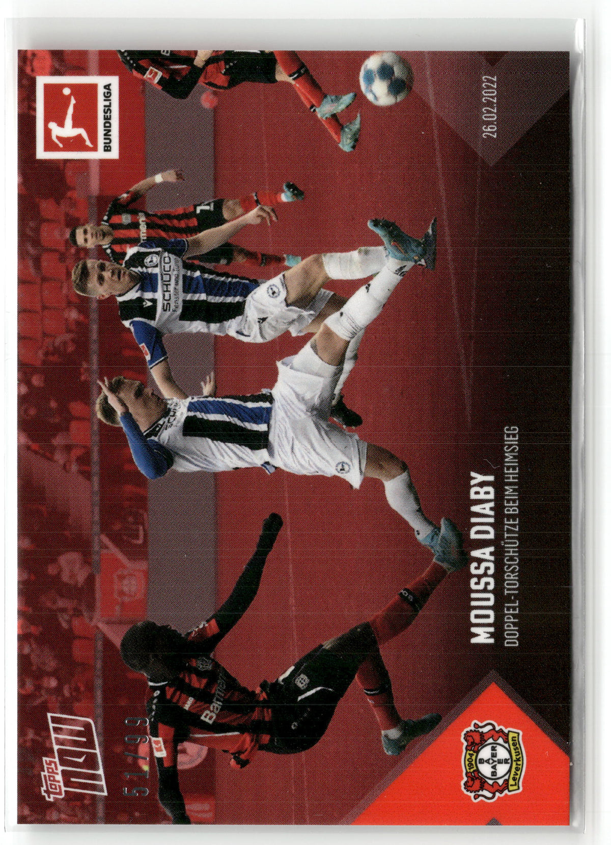 Fußball Moussa Diaby Topps Now Bundesliga 2021-22 #148 True Red /99 Bayer 04 Leverkusen Trading Card Original