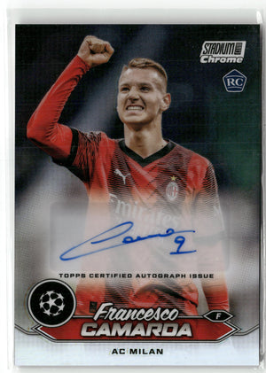 Fußball Francesco Camarda Topps Stadium Club Chrome UEFA 2023-24 #CA-FC Rookie Auto AC Milan Rookie Card RC Trading Card Original