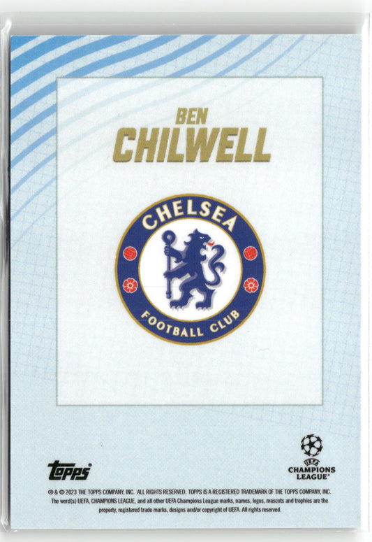 Fußball Ben Chilwell Topps x Dan Leydon UEFA Champions League 2023 Blue Auto /49 Chelsea Trading Card Original