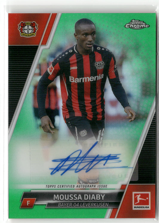 Fußball Moussa Diaby 2021-22 Topps Chrome Bundesliga #BCA-MDI True Green Auto /99 Bayer 04 Leverkusen Trading Card Original