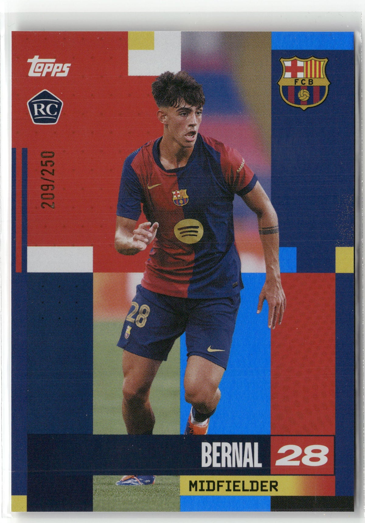 Fußball Bernal 2024-25 Topps FC Barcelona Official Club Product #17 Blue /250 FC Barcelona Rookie Card RC Trading Card Original