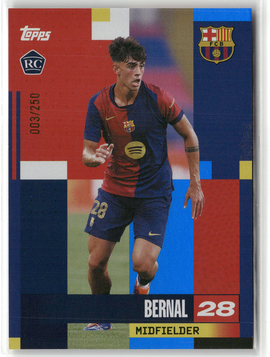 Fußball Bernal 2024-25 Topps FC Barcelona Official Club Product #17 Blue /250 FC Barcelona Rookie Card RC Trading Card Original