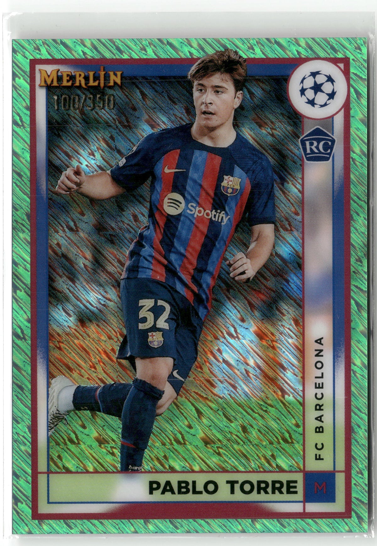 Fußball Pablo Torre 2022-23 Topps Merlin Collections UEFA Champions League #52 Neon Green /350 FC Barcelona Rookie Card RC Trading Card Original