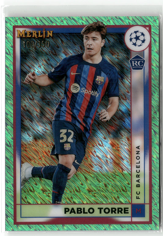 Fußball Pablo Torre 2022-23 Topps Merlin Collections UEFA Champions League #52 Neon Green /350 FC Barcelona Rookie Card RC Trading Card Original
