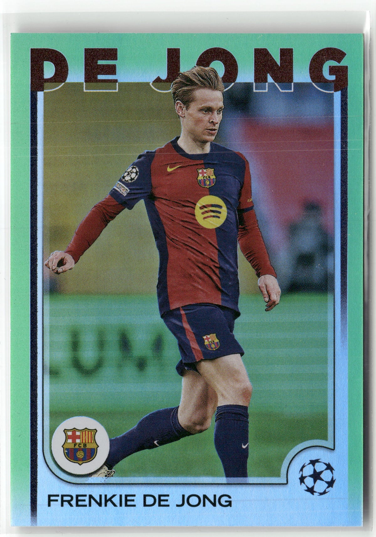 Fußball Frenkie de Jong 2024-25 Topps UEFA Champions League #172 Neon Green /199 FC Barcelona Trading Card Original