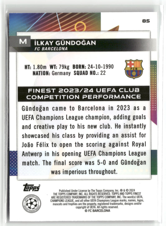 Fußball Ilkay Gündoğan 2023-24 Topps Finest UEFA Champions League #85 /135 FC Barcelona Trading Card Original