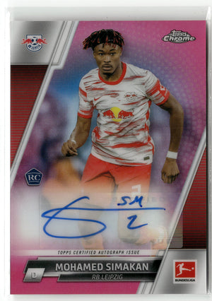 Fußball Mohamed Simakan 2021-22 Topps Chrome Bundesliga #BCA-MS Pink Rookie Auto /250 RB Leipzig Rookie Card RC Trading Card Original