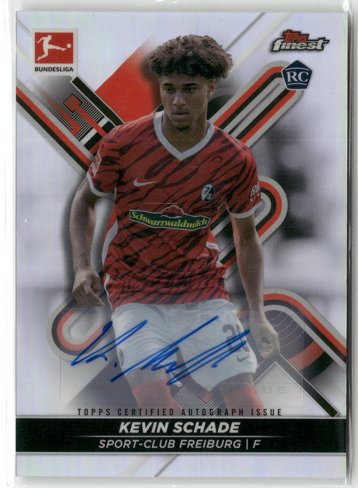 Fußball Kevin Schade 2021-22 Topps Finest Bundesliga #60 Rookie Auto Sport-Club Freiburg Rookie Card RC Trading Card Original