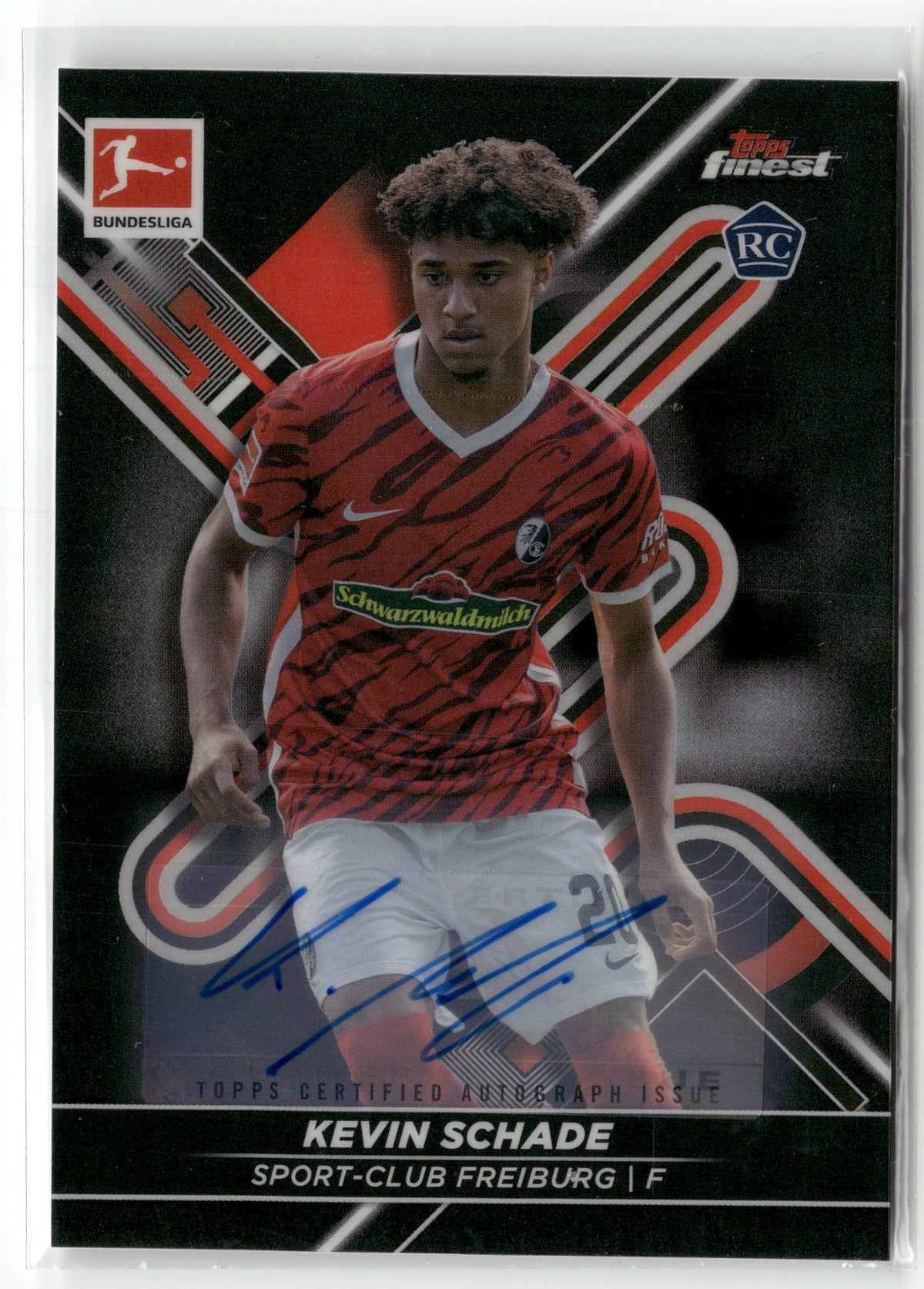 Fußball Kevin Schade 2021-22 Topps Finest Bundesliga #60 Black Rookie Auto /250 Sport-Club Freiburg Rookie Card RC Trading Card Original